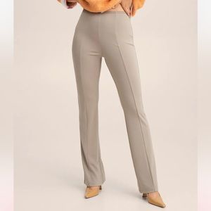 MANGO High-rise Wideleg Trousers, Size M, Color Beige